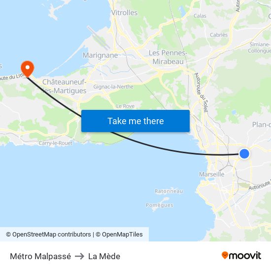 Métro Malpassé to La Mède map