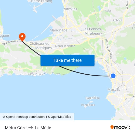 Métro Gèze to La Mède map