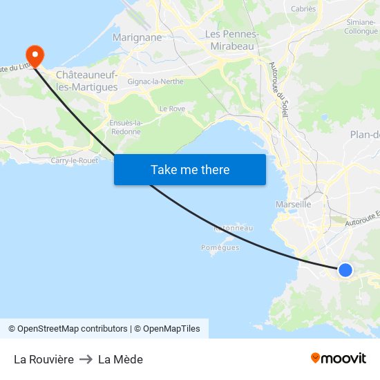 La Rouvière to La Mède map
