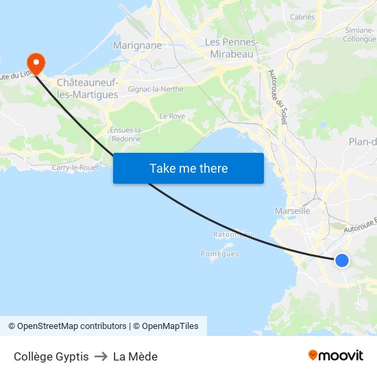 Collège Gyptis to La Mède map