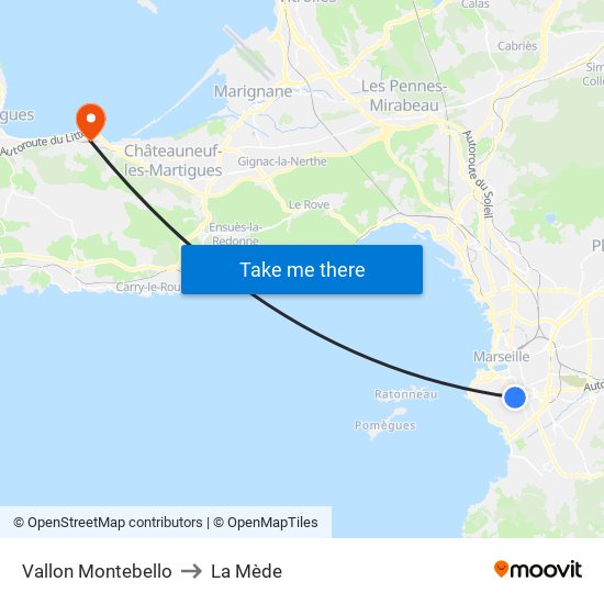 Vallon Montebello to La Mède map