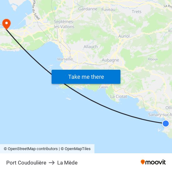Port Coudoulière to La Mède map