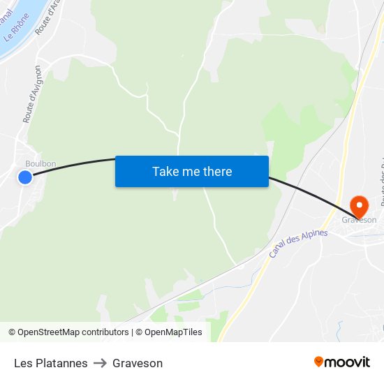 Les Platannes to Graveson map