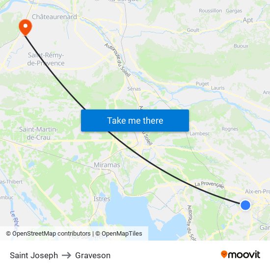 Saint Joseph to Graveson map