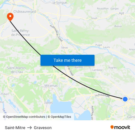 Saint-Mitre to Graveson map