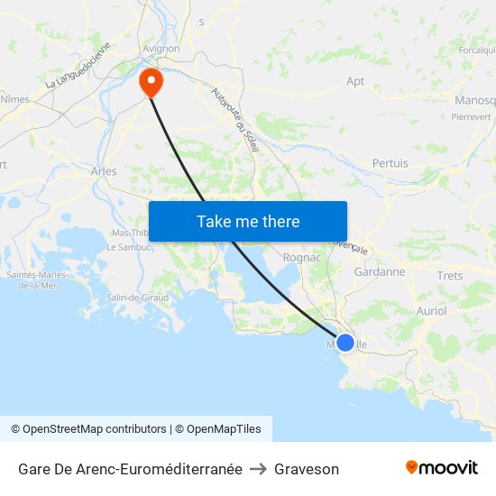 Gare De Arenc-Euroméditerranée to Graveson map