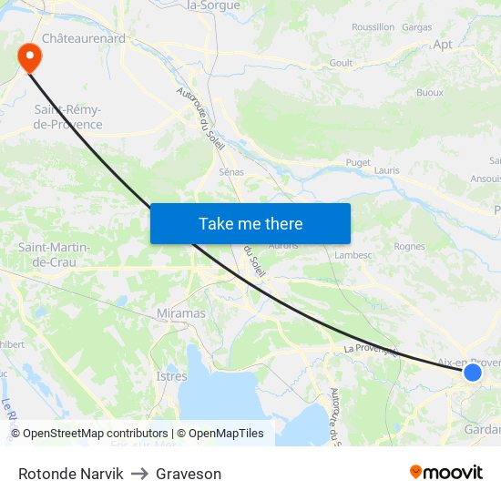 Rotonde Narvik to Graveson map