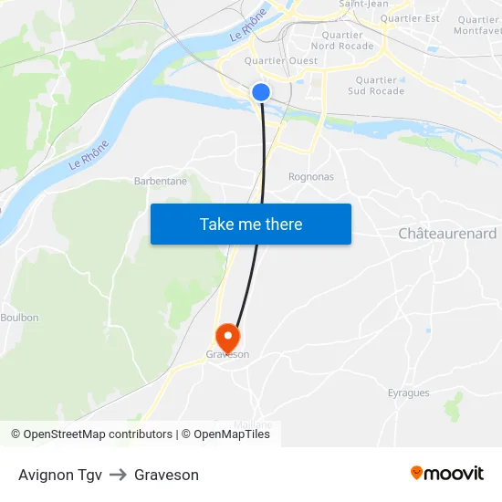 Avignon Tgv to Graveson map