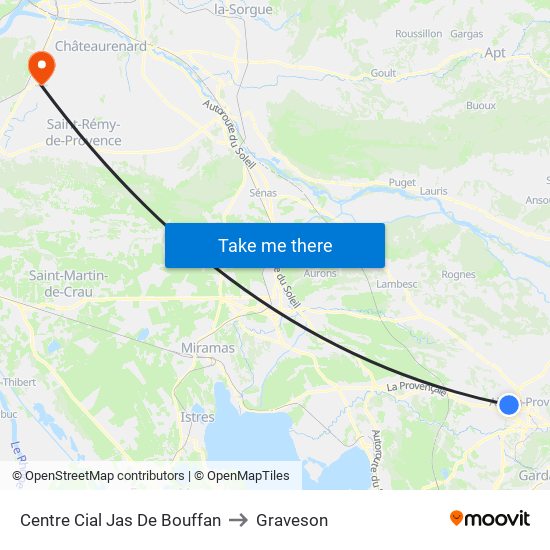 Centre Cial Jas De Bouffan to Graveson map