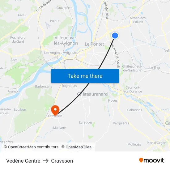 Vedène Centre to Graveson map