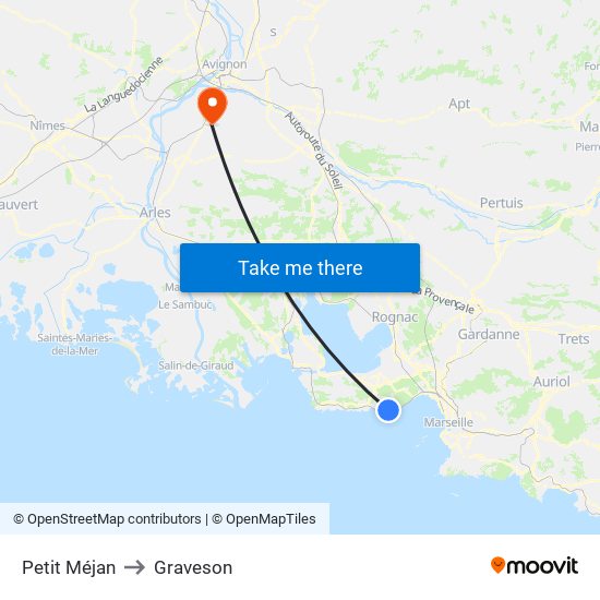 Petit Méjan to Graveson map