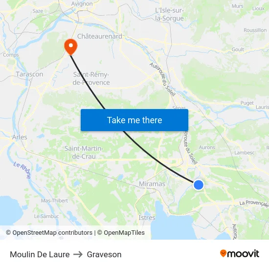 Moulin De Laure to Graveson map