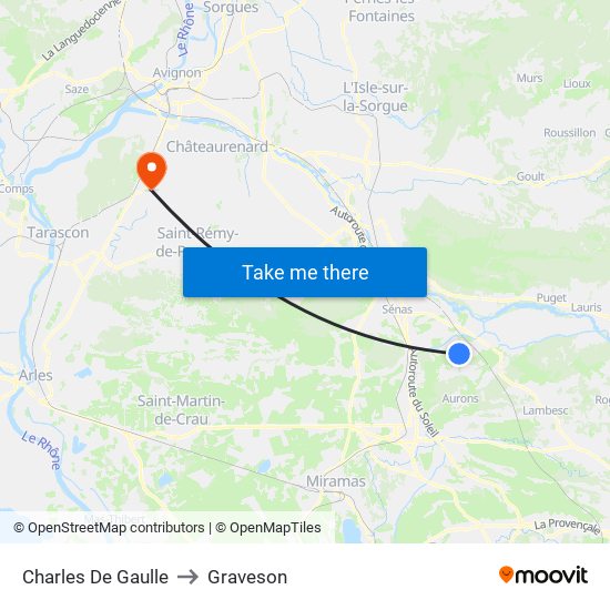 Charles De Gaulle to Graveson map