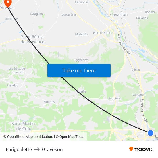Farigoulette to Graveson map