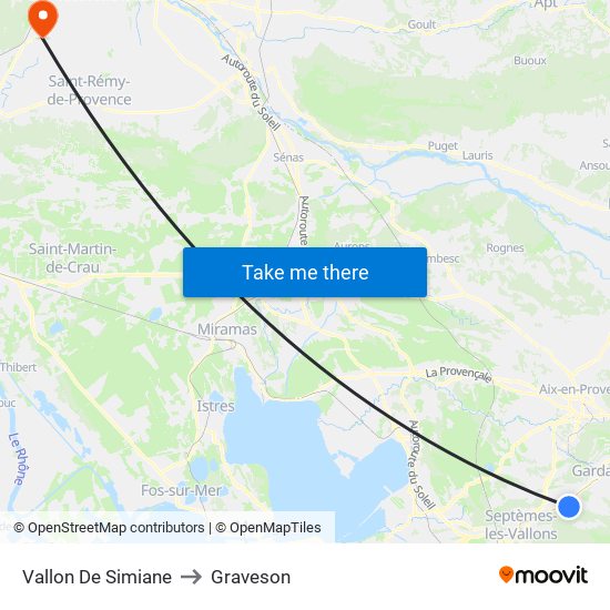 Vallon De Simiane to Graveson map