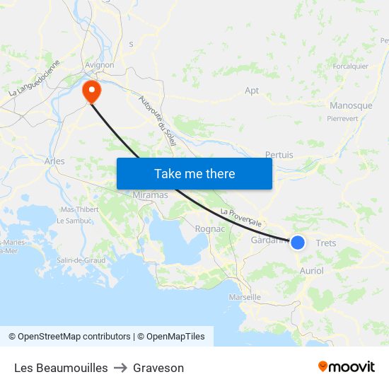 Les Beaumouilles to Graveson map