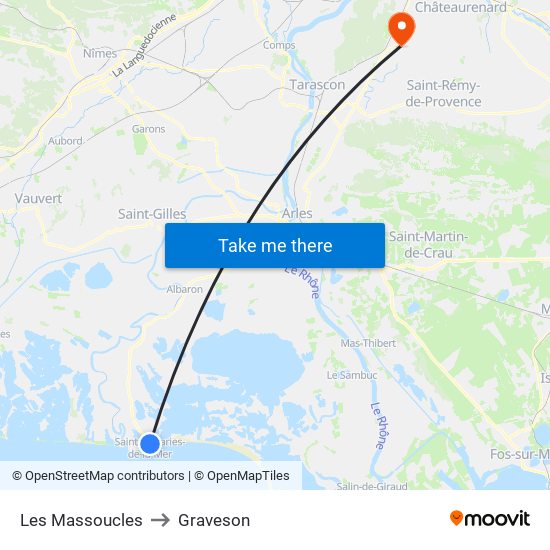 Les Massoucles to Graveson map