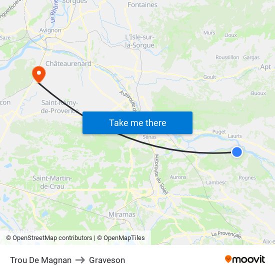 Trou De Magnan to Graveson map