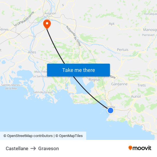 Castellane to Graveson map