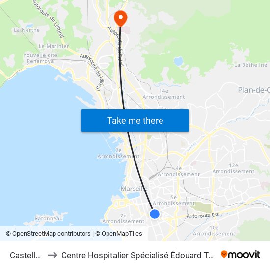 Castellane to Centre Hospitalier Spécialisé Édouard Toulouse map