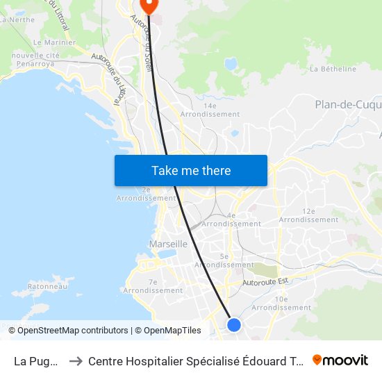 La Pugette to Centre Hospitalier Spécialisé Édouard Toulouse map