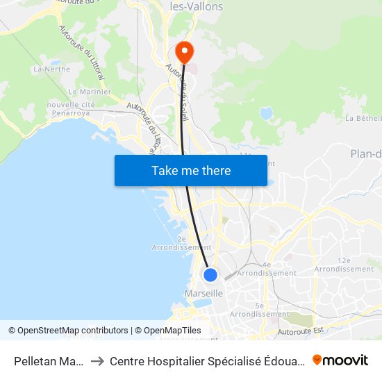 Pelletan Marceau to Centre Hospitalier Spécialisé Édouard Toulouse map