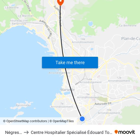 Négresko to Centre Hospitalier Spécialisé Édouard Toulouse map