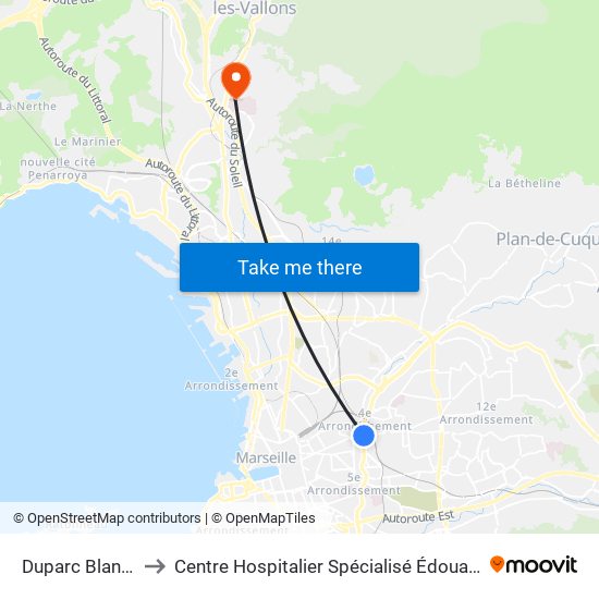 Duparc Blancarde to Centre Hospitalier Spécialisé Édouard Toulouse map