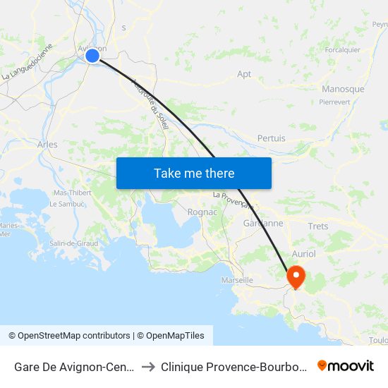 Gare De Avignon-Centre to Clinique Provence-Bourbonne map