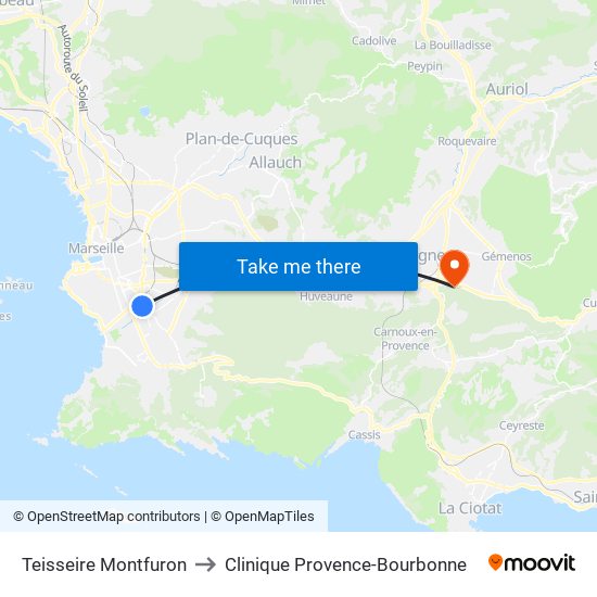 Teisseire Montfuron to Clinique Provence-Bourbonne map