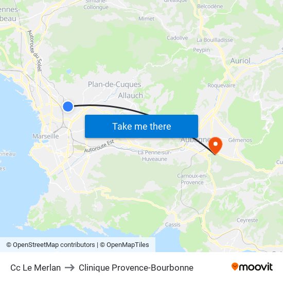 Cc Le Merlan to Clinique Provence-Bourbonne map
