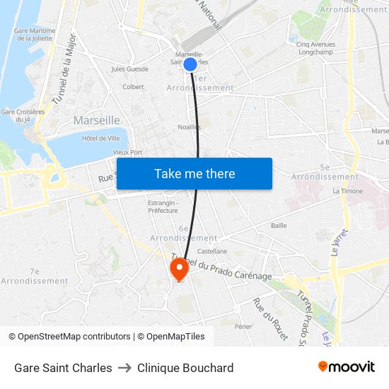 Gare Saint Charles to Clinique Bouchard map