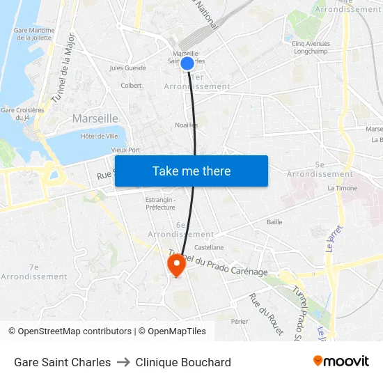 Gare Saint Charles to Clinique Bouchard map