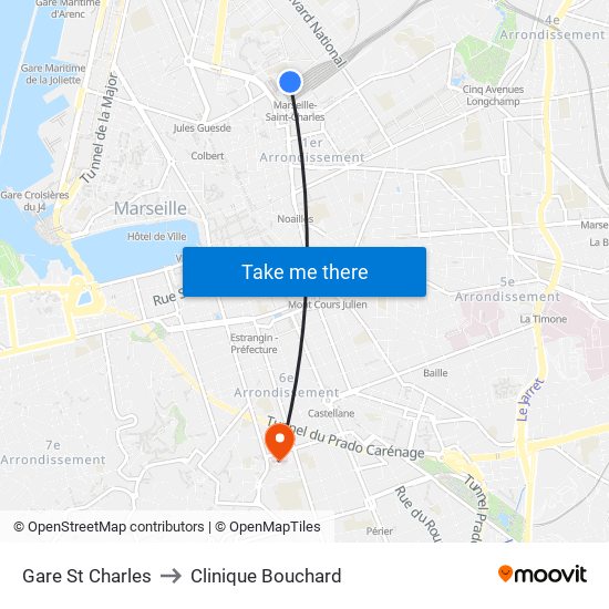 Gare St Charles to Clinique Bouchard map