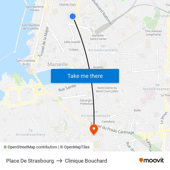 Place De Strasbourg to Clinique Bouchard map