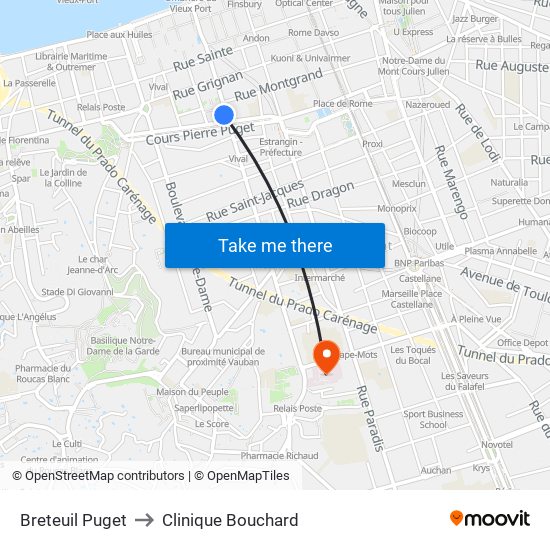 Breteuil Puget to Clinique Bouchard map