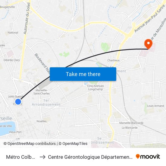 Métro Colbert to Centre Gérontologique Départemental map
