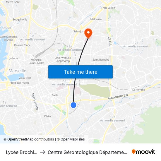 Lycée Brochier to Centre Gérontologique Départemental map