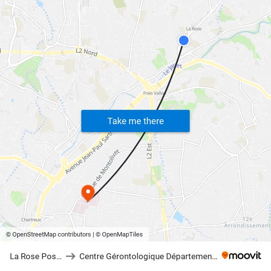 La Rose Poste to Centre Gérontologique Départemental map