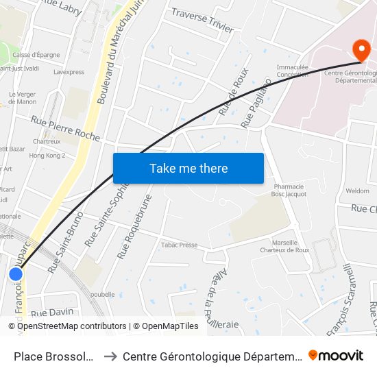 Place Brossolette to Centre Gérontologique Départemental map