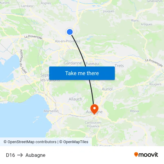 D16 to Aubagne map