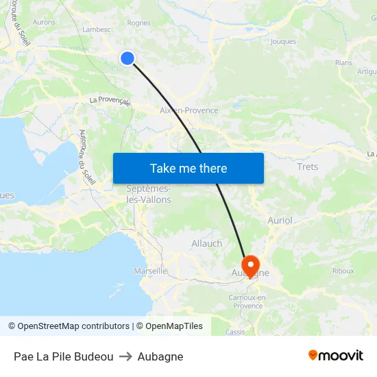 Pae La Pile Budeou to Aubagne map