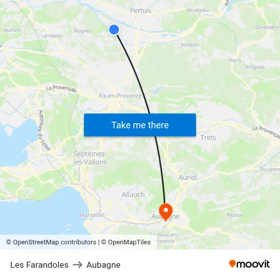 Les Farandoles to Aubagne map