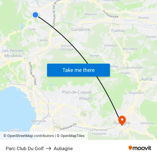 Parc Club Du Golf to Aubagne map