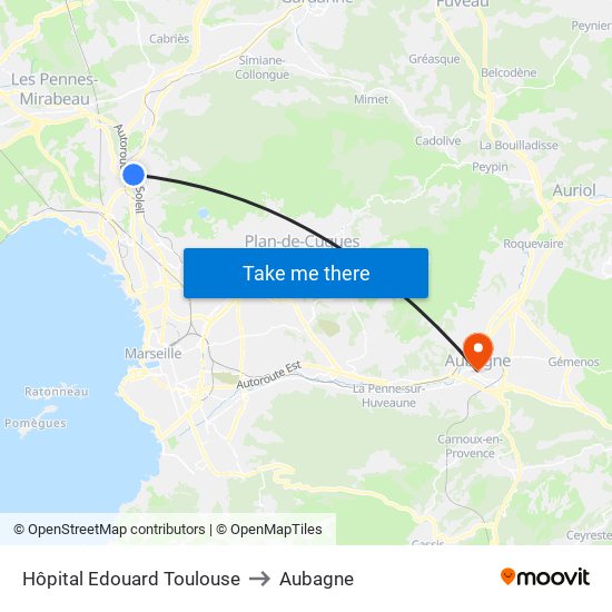 Hôpital Edouard Toulouse to Aubagne map