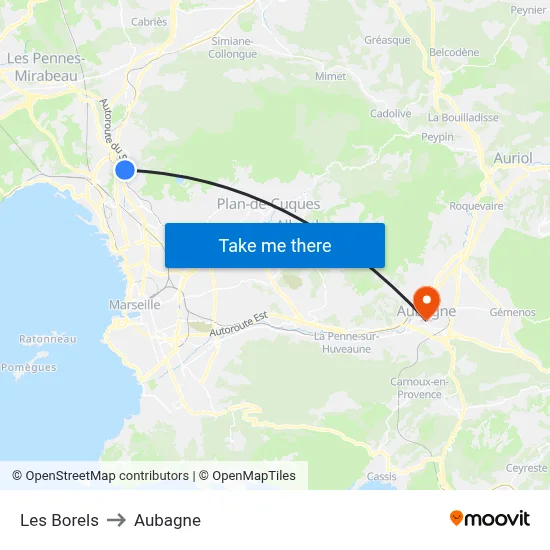 Les Borels to Aubagne map