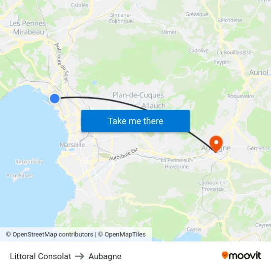 Littoral Consolat to Aubagne map