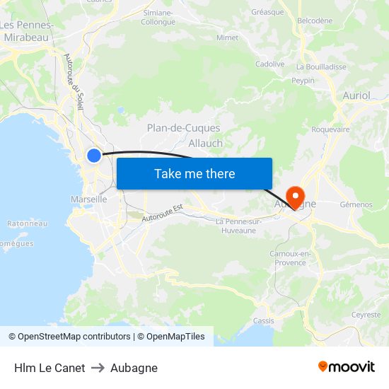 Hlm Le Canet to Aubagne map