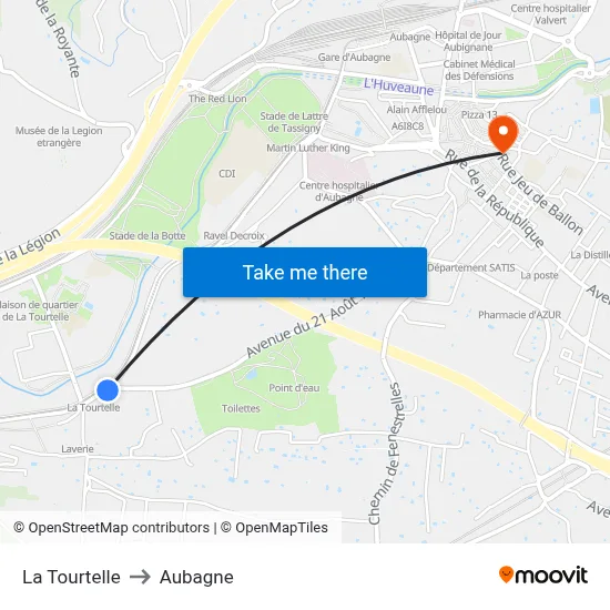 La Tourtelle to Aubagne map