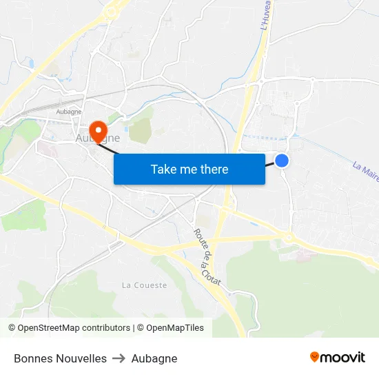 Bonnes Nouvelles to Aubagne map